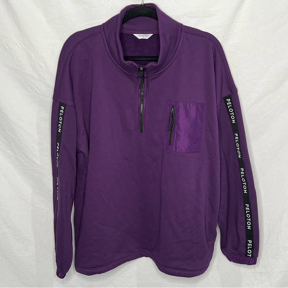 Peloton Uptown 1/4 Zip Vibe Sweatshirt Purple Women’s Sz XXL Logo Cycling EUC